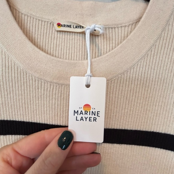 NWT Marine Layer Black and Cream Long Sleeve Dress - Picture 4 of 7